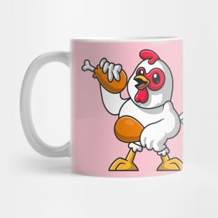 Cute chicken Chef Holding Fried Chicken Cartoon Mug